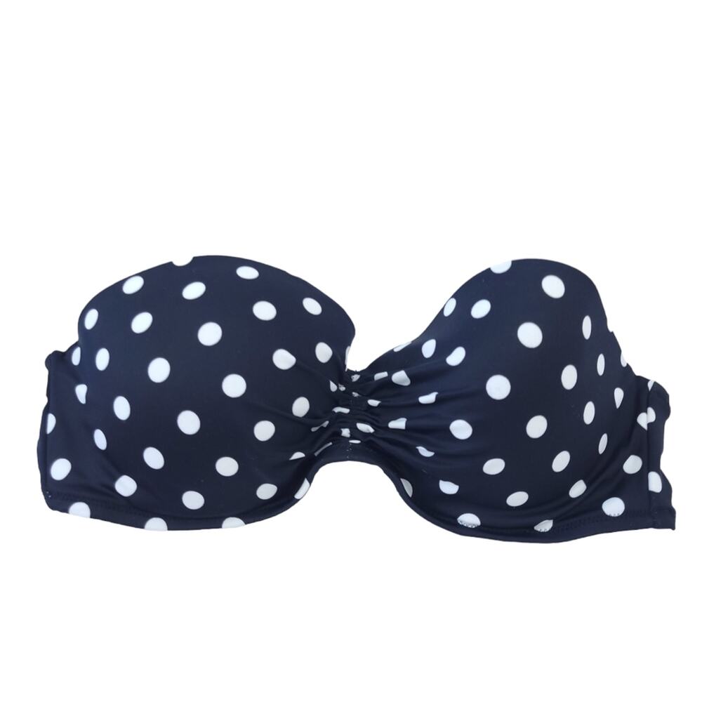 Victoria' Secret Polkadot Bikini Top 36C Black White Underwire Swim Swimsuit Top